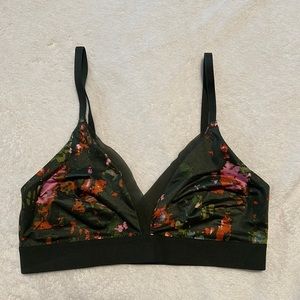 forest green floral bralette